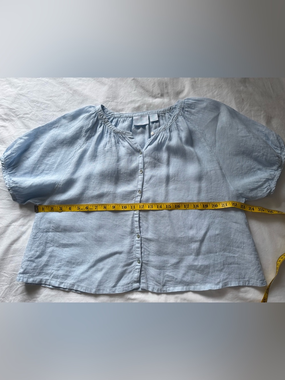 NWOT Cynthia Rowley Linen Light Blue Button-Front Short Sleeve Top Women's M - Picture 6 of 6